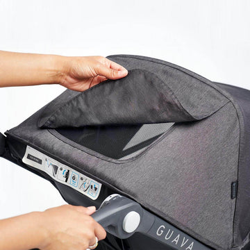 Close up of the Roam Stroller mesh window